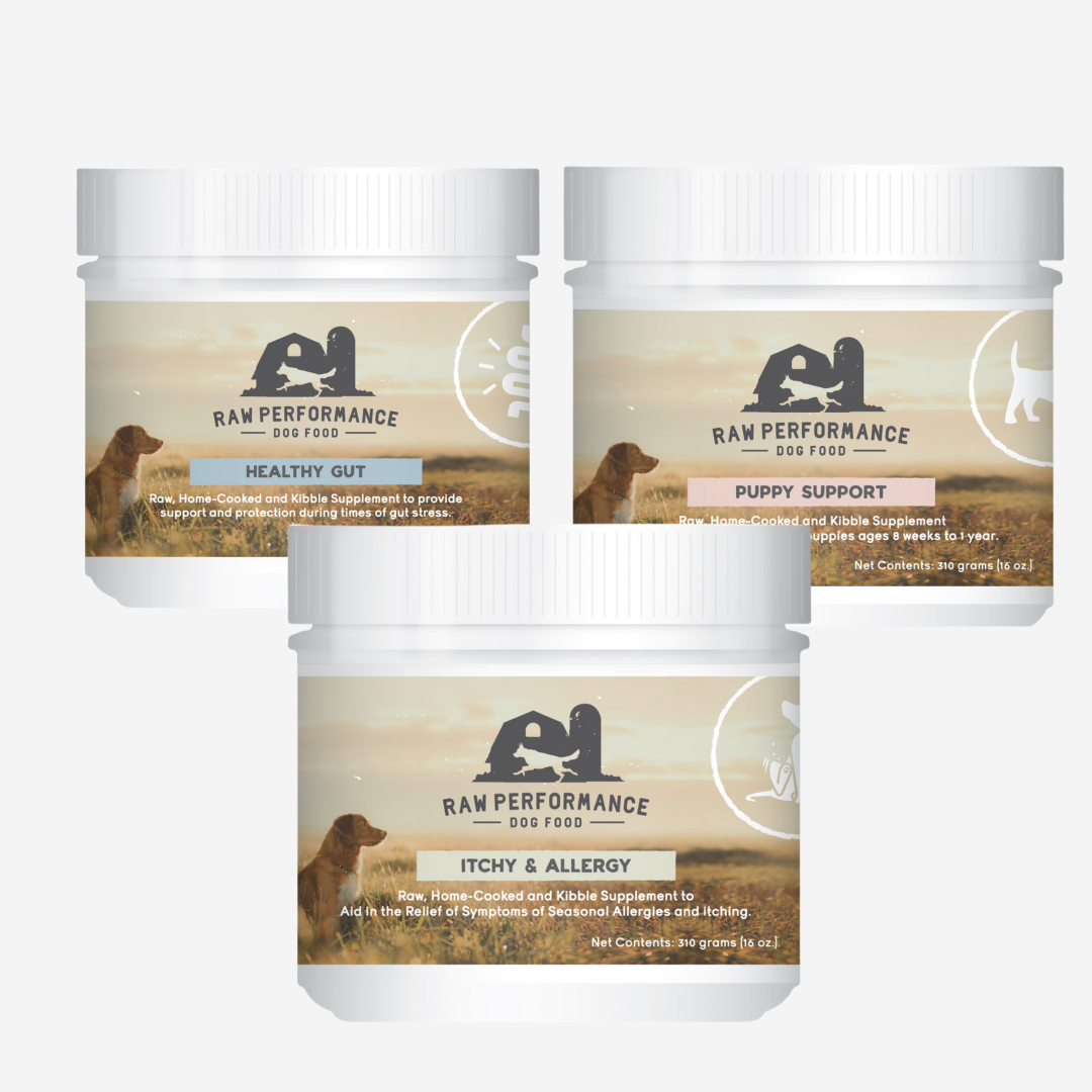 Premium health supplements for dogs including puppy supplements and probiotics