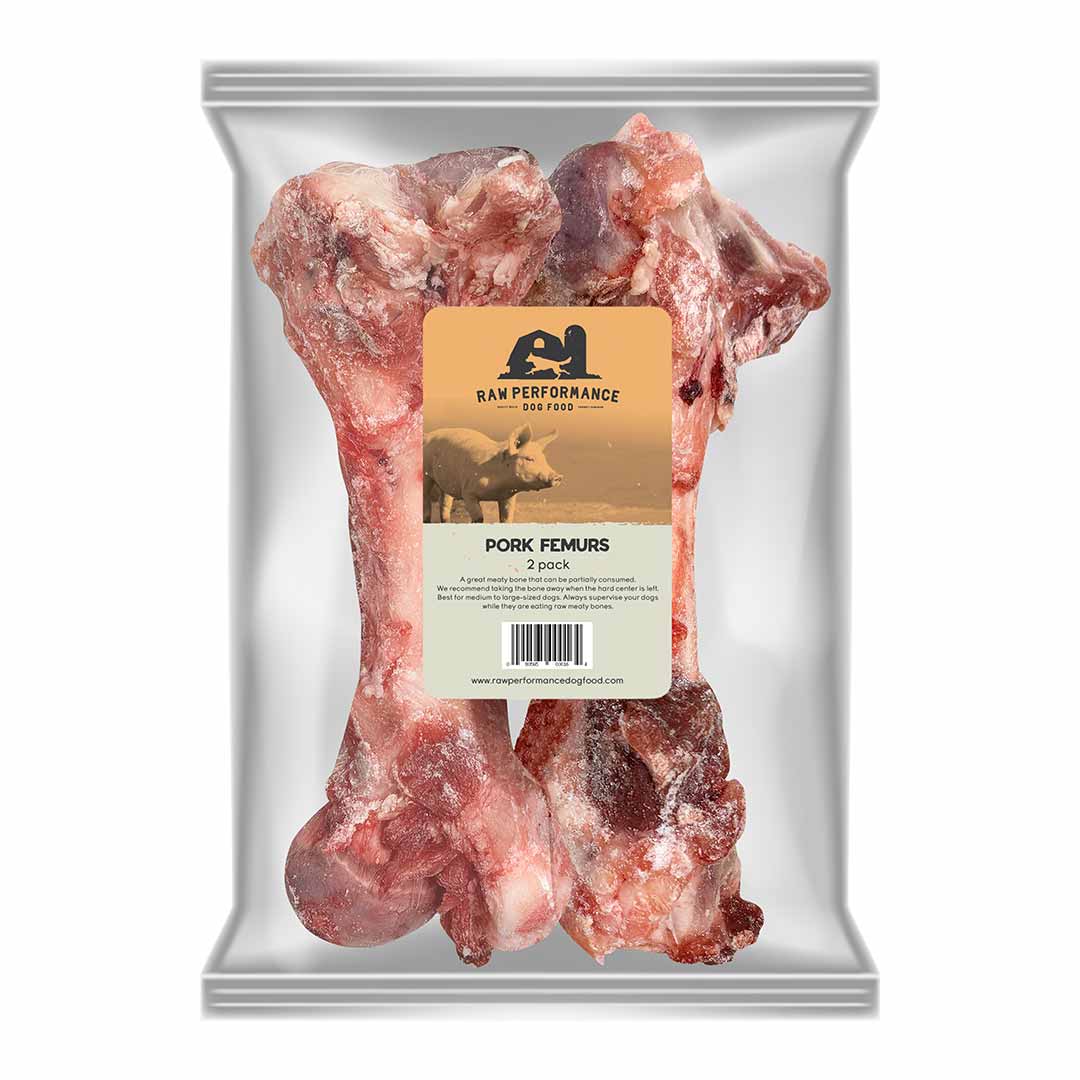 Raw pork femur bone for dogs natural recreational chew for dental health and enrichment